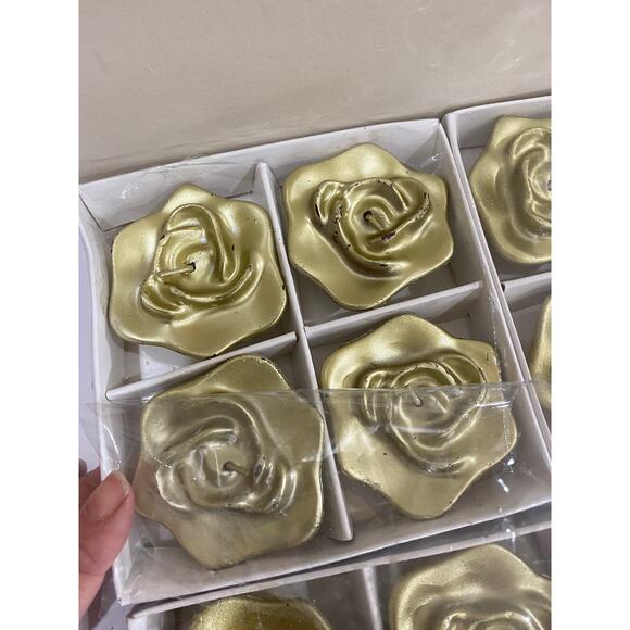Set of 4 Gold Rose Floating Candles, Metallic Decor, Elegant Centerpiece Accents - Picture 10 of 11